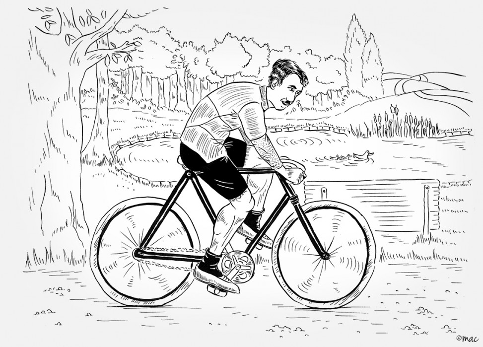 BD dessin encre trait cycliste dix neuvième siècle magaliac