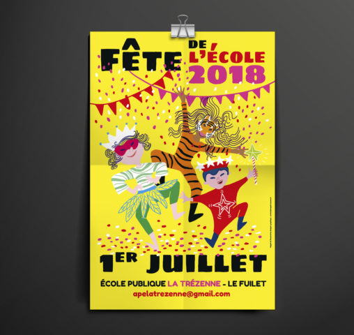 affiche fête école association illustrateur Angers